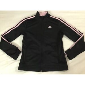 WOMENS ADIDAS BLACK w/PINK 3 STRIPE Y2K ZIP UP JACKET